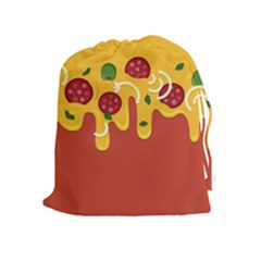 Pizza Topping Funny Modern Yellow Melting Cheese And Pepperonis Drawstring Pouch (xl) by genx