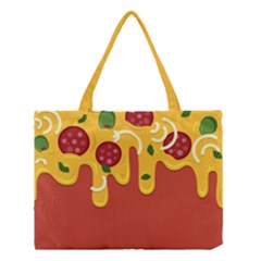 Pizza Topping Funny Modern Yellow Melting Cheese And Pepperonis Medium Tote Bag by genx