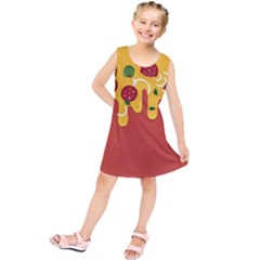 Pizza Topping Funny Modern Yellow Melting Cheese And Pepperonis Kids  Tunic Dress by genx