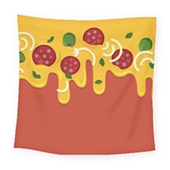 Pizza Topping Funny Modern Yellow Melting Cheese And Pepperonis Square Tapestry (large) by genx