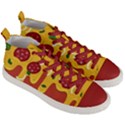 Pizza Topping funny modern yellow melting cheese and pepperonis Men s Mid-Top Canvas Sneakers View3