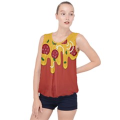 Pizza Topping Funny Modern Yellow Melting Cheese And Pepperonis Bubble Hem Chiffon Tank Top by genx