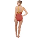 Pizza Topping funny modern yellow melting cheese and pepperonis High Neck One Piece Swimsuit View2