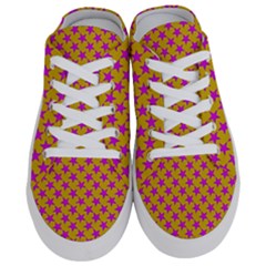 Pink Stars Pattern On Yellow Half Slippers by BrightVibesDesign