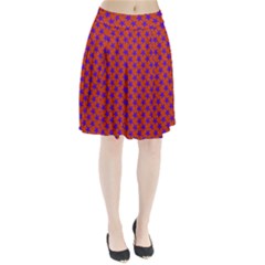 Purple Stars Pattern On Orange Pleated Skirt by BrightVibesDesign