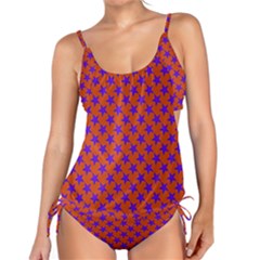 Purple Stars Pattern On Orange Tankini Set by BrightVibesDesign