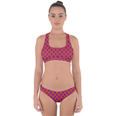 Purple Stars Pattern On Orange Cross Back Hipster Bikini Set by BrightVibesDesign