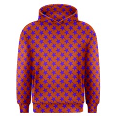 Purple Stars Pattern On Orange Men s Overhead Hoodie by BrightVibesDesign