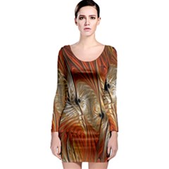 Pattern Background Swinging Design Long Sleeve Bodycon Dress