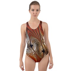 Pattern Background Swinging Design Cut-Out Back One Piece Swimsuit