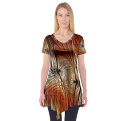 Pattern Background Swinging Design Short Sleeve Tunic 