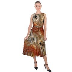 Pattern Background Swinging Design Midi Tie-Back Chiffon Dress