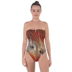 Pattern Background Swinging Design Tie Back One Piece Swimsuit