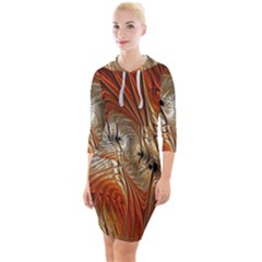 Pattern Background Swinging Design Quarter Sleeve Hood Bodycon Dress