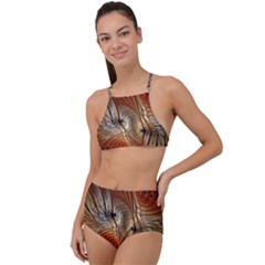 Pattern Background Swinging Design High Waist Tankini Set