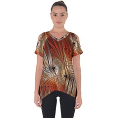 Pattern Background Swinging Design Cut Out Side Drop Tee