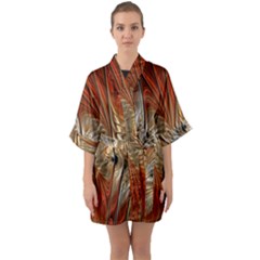 Pattern Background Swinging Design Quarter Sleeve Kimono Robe