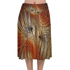 Pattern Background Swinging Design Velvet Flared Midi Skirt