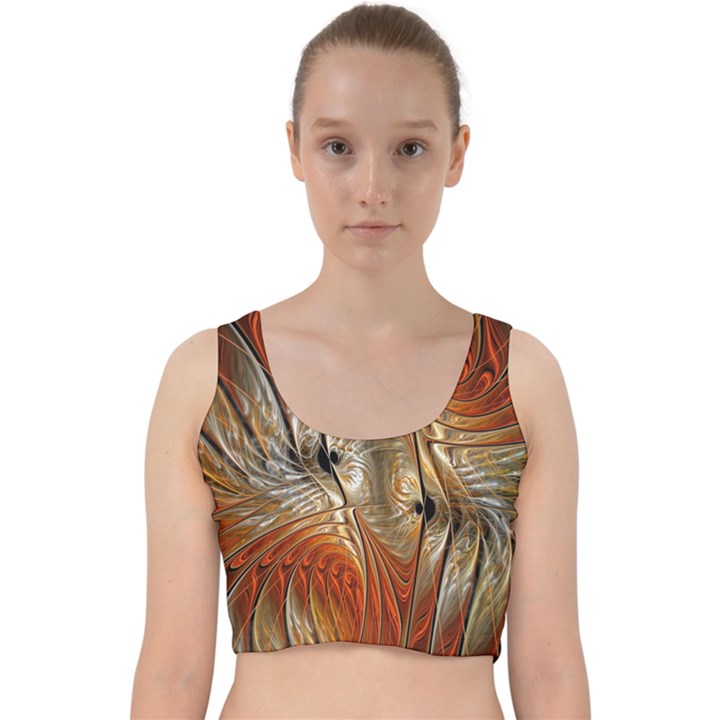 Pattern Background Swinging Design Velvet Racer Back Crop Top