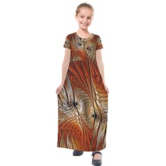 Pattern Background Swinging Design Kids  Short Sleeve Maxi Dress
