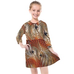 Pattern Background Swinging Design Kids  Quarter Sleeve Shirt Dress by Pakrebo