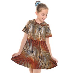 Pattern Background Swinging Design Kids  Short Sleeve Shirt Dress by Pakrebo