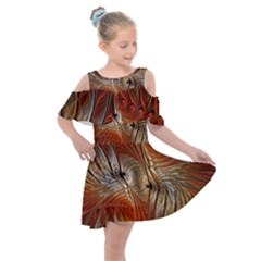Pattern Background Swinging Design Kids  Shoulder Cutout Chiffon Dress