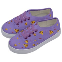 Pizza Pattern Violet Pepperoni Cheese Funny Slices Kids  Classic Low Top Sneakers by genx