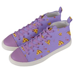 Pizza Pattern Violet Pepperoni Cheese Funny Slices Men s Mid-top Canvas Sneakers by genx