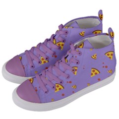 Pizza Pattern Violet Pepperoni Cheese Funny Slices Women s Mid-top Canvas Sneakers by genx