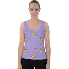 Pizza Pattern Violet Pepperoni Cheese Funny Slices Velvet Tank Top by genx