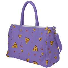 Pizza Pattern Violet Pepperoni Cheese Funny Slices Duffel Travel Bag by genx