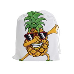 Dabbing Pineapple Sunglasses Shirt Aloha Hawaii Beach Gift Drawstring Pouch (xl) by SilentSoulArts