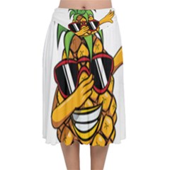 Dabbing Pineapple Sunglasses Shirt Aloha Hawaii Beach Gift Velvet Flared Midi Skirt by SilentSoulArts