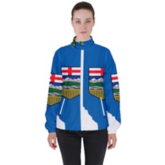 Flag Map Of Alberta Women s High Neck Windbreaker by abbeyz71