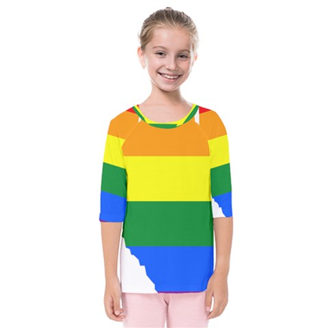 Lgbt Flag Map Of Alberta Kids  Quarter Sleeve Raglan Tee by abbeyz71