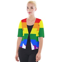 Lgbt Flag Map Of Alberta Cropped Button Cardigan by abbeyz71