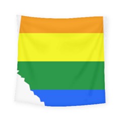Lgbt Flag Map Of Alberta Square Tapestry (small) by abbeyz71