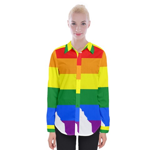 Lgbt Flag Map Of Alberta Womens Long Sleeve Shirt by abbeyz71