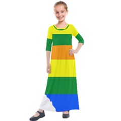 Lgbt Flag Map Of Alberta Kids  Quarter Sleeve Maxi Dress by abbeyz71