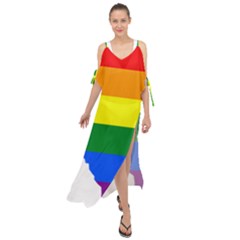 Lgbt Flag Map Of Alberta Maxi Chiffon Cover Up Dress by abbeyz71