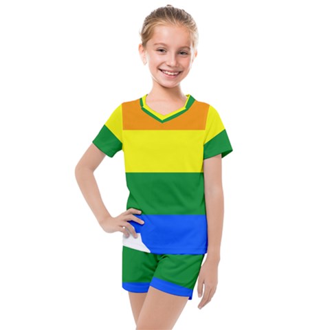 Lgbt Flag Map Of Alberta Kids  Mesh Tee And Shorts Set by abbeyz71