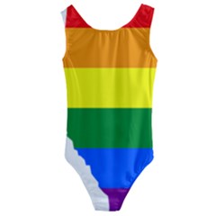 Lgbt Flag Map Of Alberta Kids  Cut-out Back One Piece Swimsuit by abbeyz71