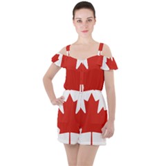 National Flag Of Canada Ruffle Cut Out Chiffon Playsuit by abbeyz71