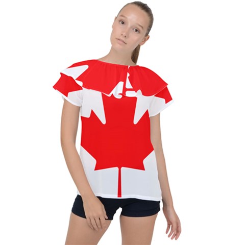 National Flag Of Canada Ruffle Collar Chiffon Blouse by abbeyz71