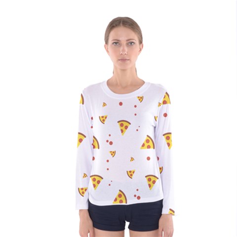 Pizza Pattern Pepperoni Cheese Funny Slices Women s Long Sleeve Tee by genx