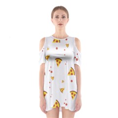 Pizza Pattern Pepperoni Cheese Funny Slices Shoulder Cutout One Piece Dress by genx