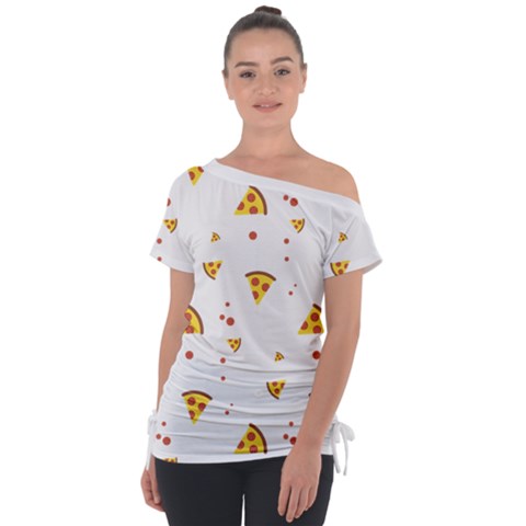 Pizza Pattern Pepperoni Cheese Funny Slices Tie-up Tee by genx