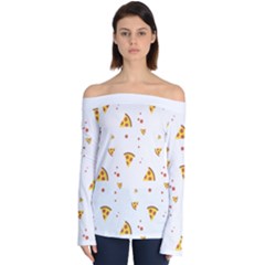 Pizza Pattern Pepperoni Cheese Funny Slices Off Shoulder Long Sleeve Top by genx