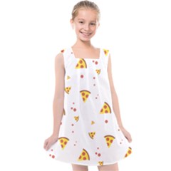 Pizza Pattern Pepperoni Cheese Funny Slices Kids  Cross Back Dress by genx